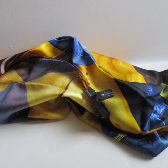 *Silk Blue Yellow Scarf Cubism Surrealism - Philadelphia Museum of Art - Picture 6 of 8